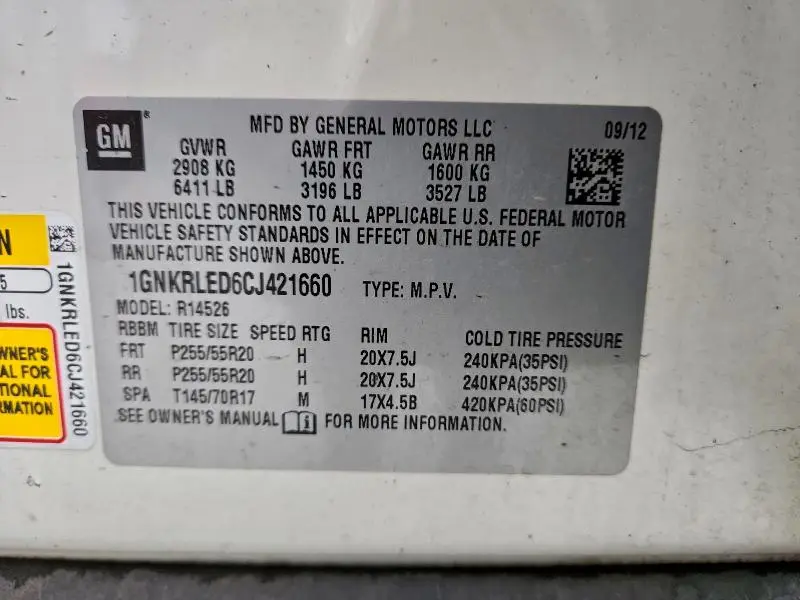 2012 CHEVROLET TRAVERSE LTZ  