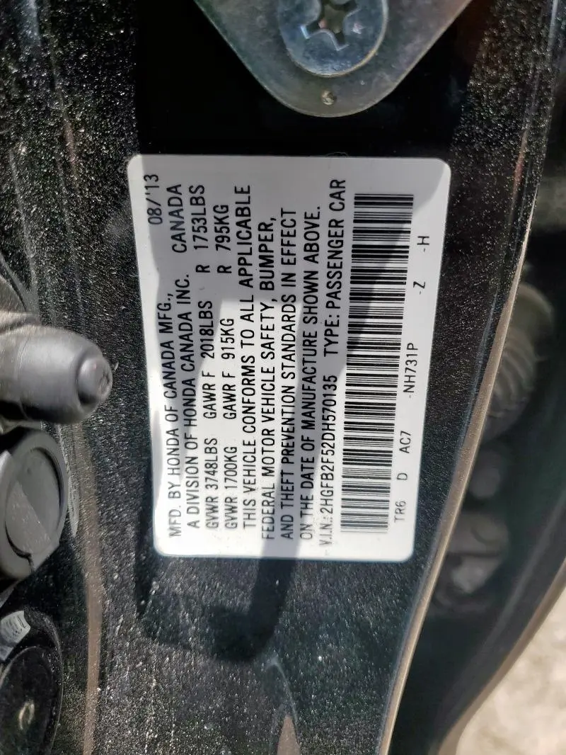 2013 HONDA CIVIC LX  