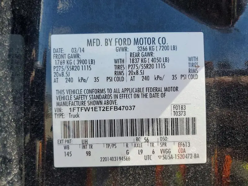 2014 FORD F150 SUPERCREW  