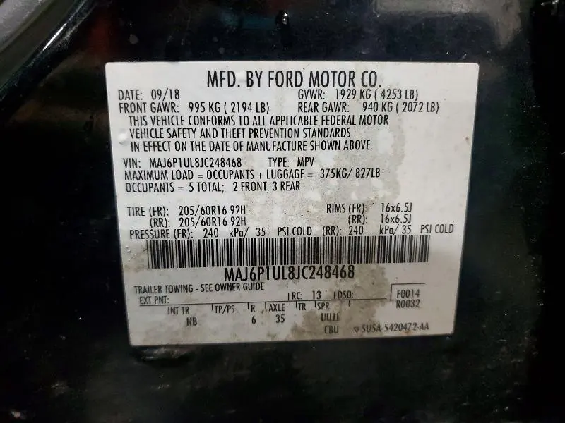 2018 FORD ECOSPORT SE  