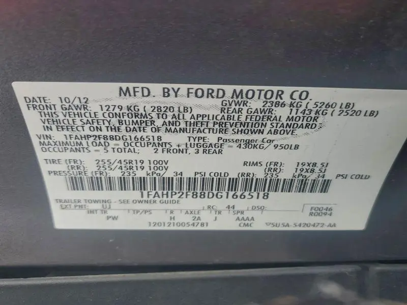 2013 FORD TAURUS LIMITED  