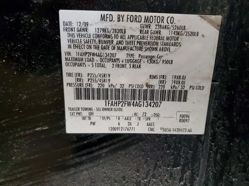 2010 FORD TAURUS LIMITED  