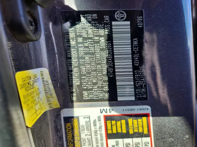 2011 TOYOTA CAMRY LE  