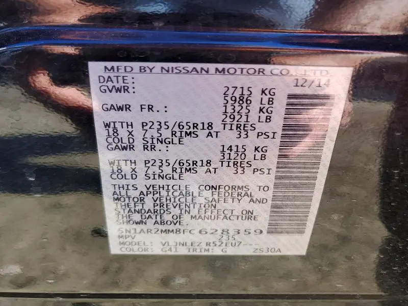 2015 NISSAN PATHFINDER SV  