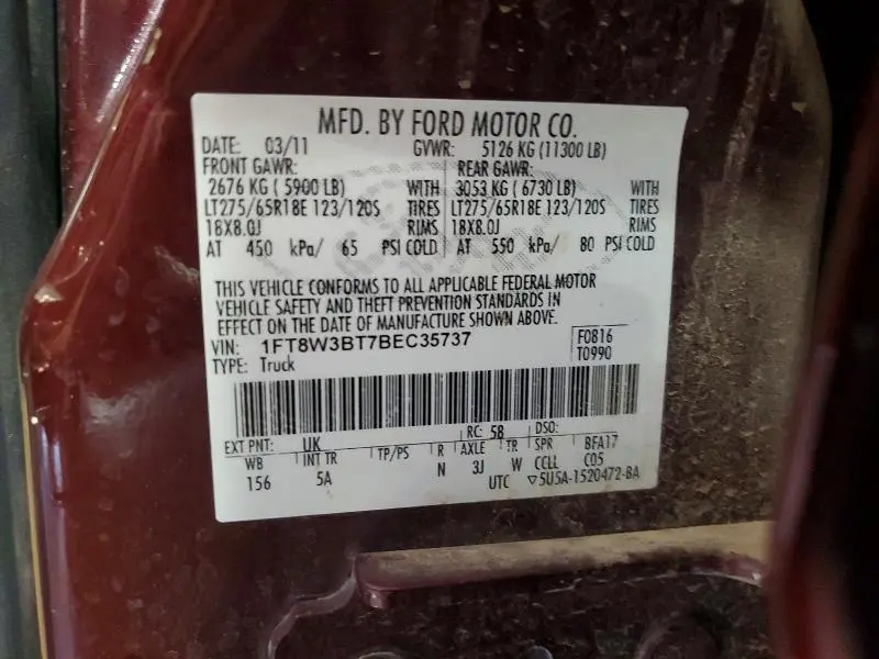 2011 FORD F350 SUPER DUTY  