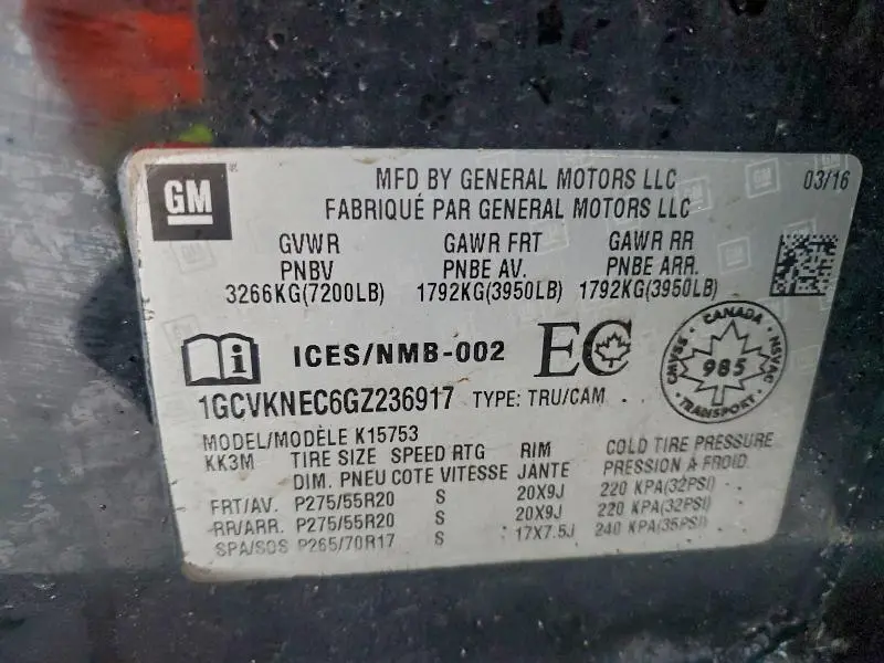 2016 CHEVROLET SILVERADO K1500  