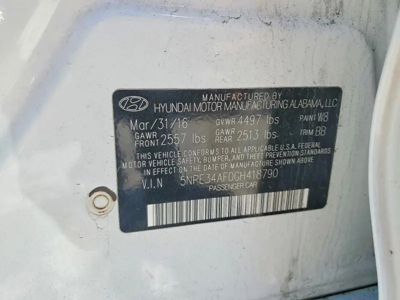 2016 HYUNDAI SONATA   