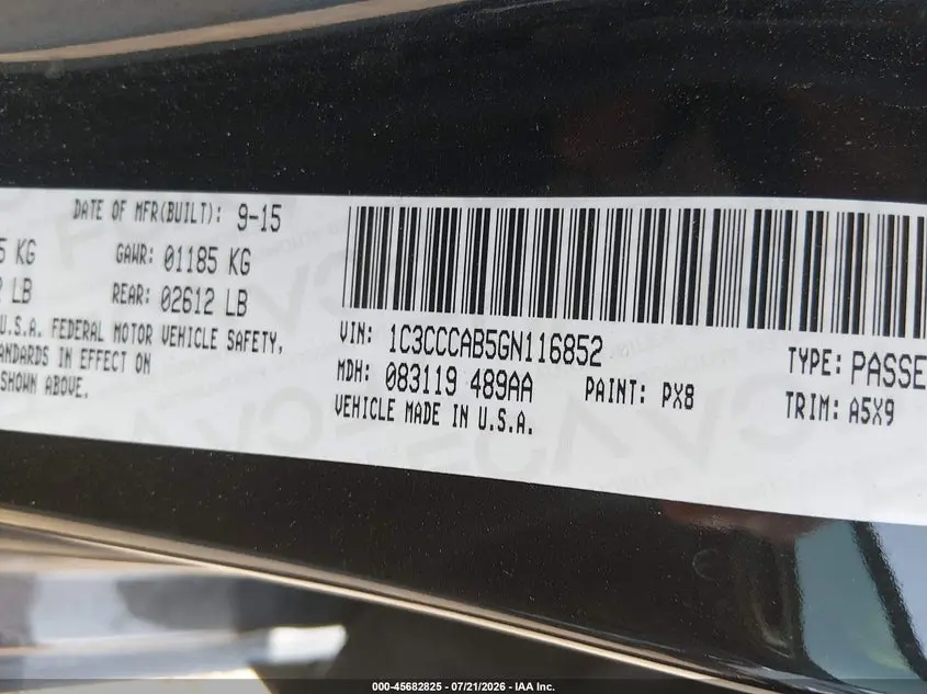 2016 CHRYSLER 200 LIMITED