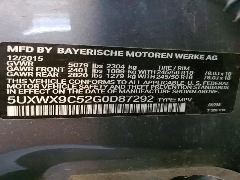 2016 BMW X3 XDRIVE28I  