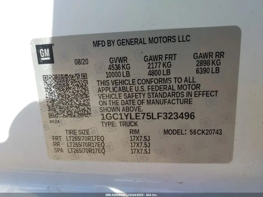 2020 CHEVROLET SILVERADO 2500HD 4WD  STANDARD BED WT