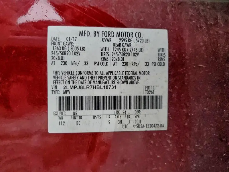 2017 LINCOLN MKX RESERVE  