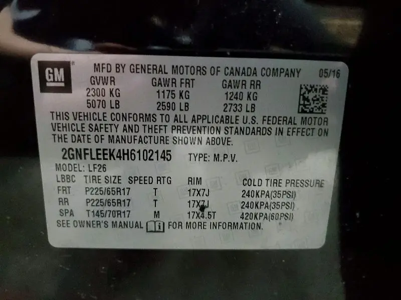 2017 CHEVROLET EQUINOX LS  