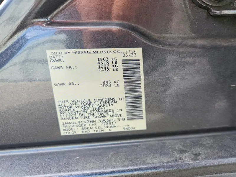 2022 NISSAN ALTIMA SR  