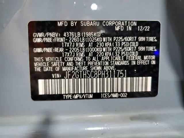 2023 SUBARU CROSSTREK SPORT  