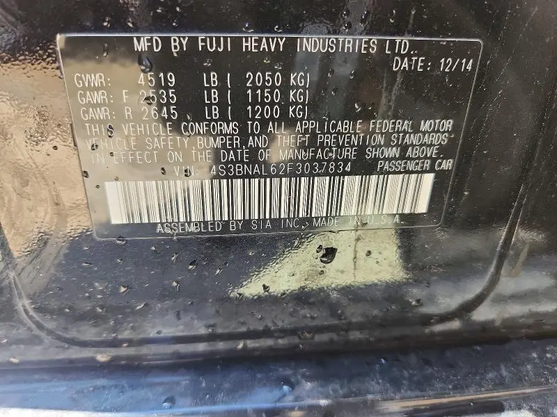 2015 SUBARU LEGACY 2.5I LIMITED  