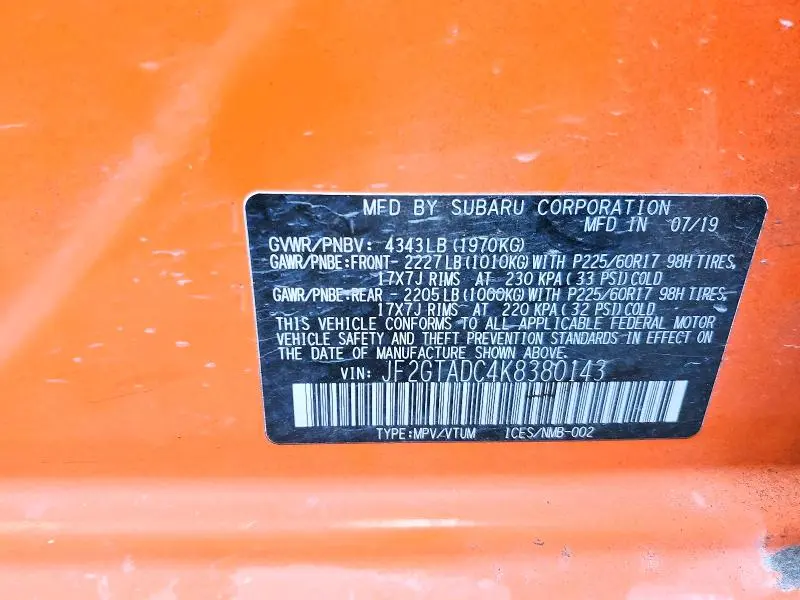 2019 SUBARU CROSSTREK PREMIUM  