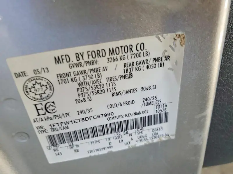2013 FORD F150 SUPERCREW  