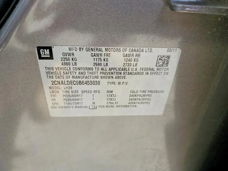 2011 CHEVROLET EQUINOX LT  