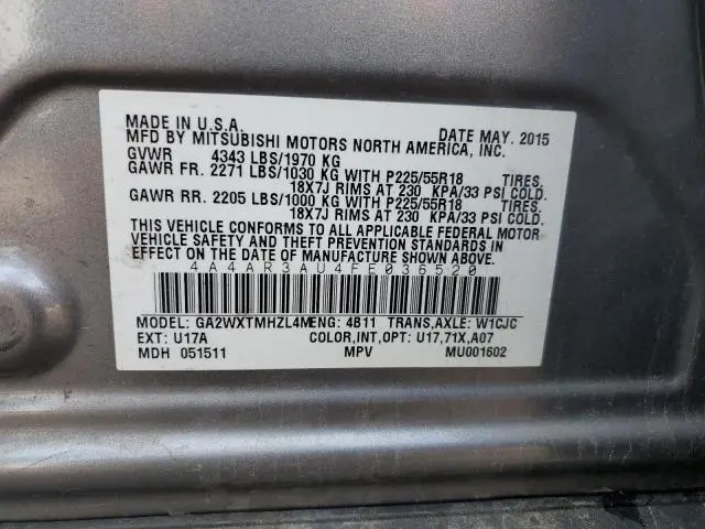 2015 MITSUBISHI OUTLANDER SPORT ES  
