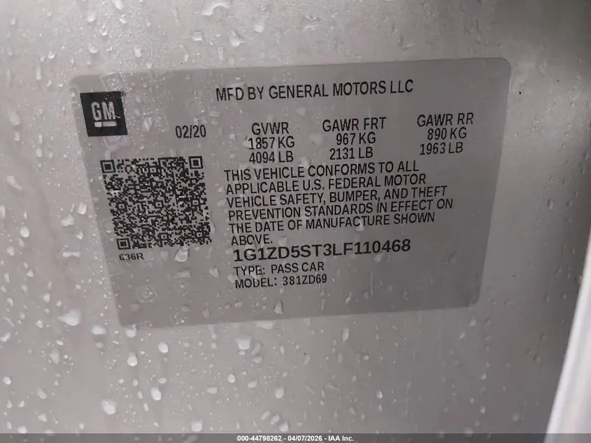 2020 CHEVROLET MALIBU FWD LT