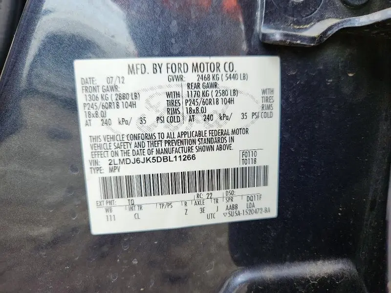 2013 LINCOLN MKX   