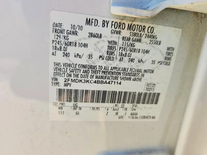 2011 FORD EDGE LIMITED  