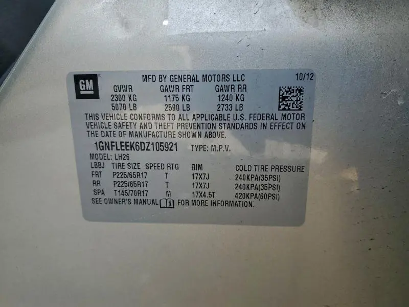 2013 CHEVROLET EQUINOX LT  