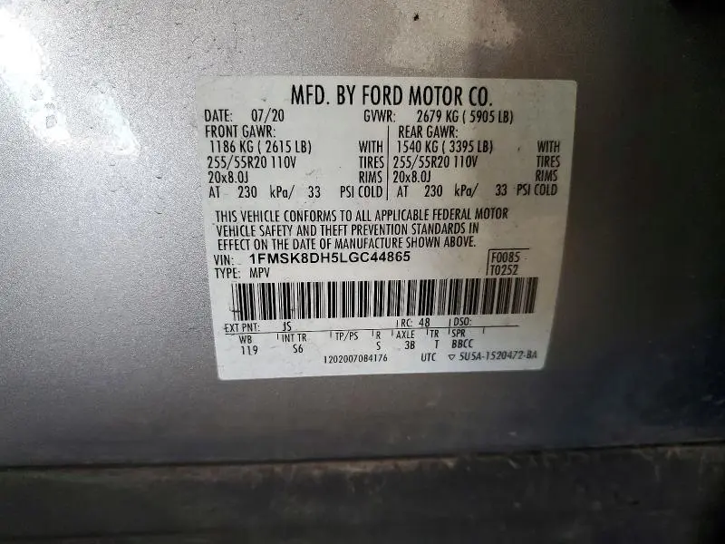 2020 FORD EXPLORER XLT  