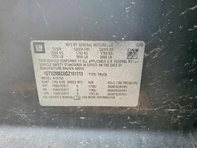 2016 GMC SIERRA K1500 SLE  