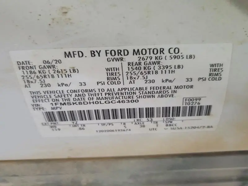 2020 FORD EXPLORER XLT  