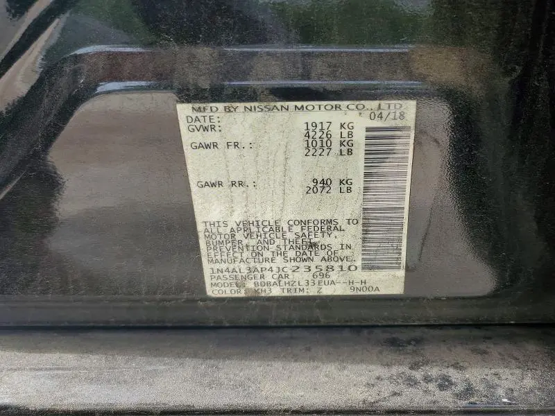 2018 NISSAN ALTIMA 2.5 SR  