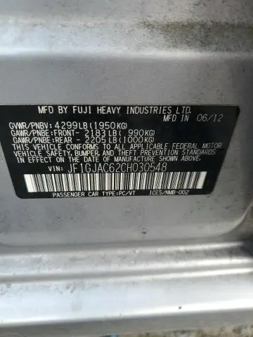 2012 SUBARU IMPREZA PREMIUM  