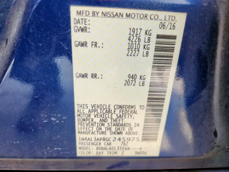 2016 NISSAN ALTIMA 2.5  