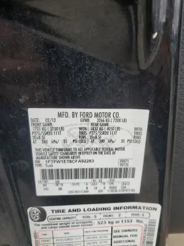 2012 FORD F150 SUPERCREW  