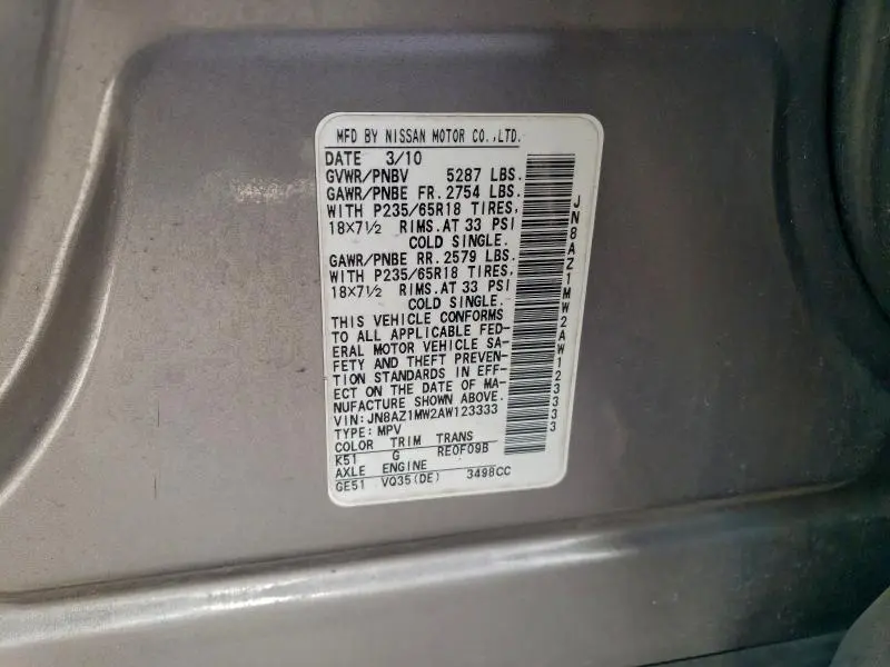 2010 NISSAN MURANO S  