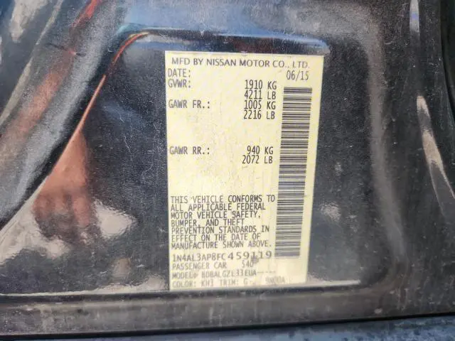 2015 NISSAN ALTIMA 2.5 S  