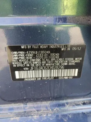 2012 SUBARU IMPREZA PREMIUM  