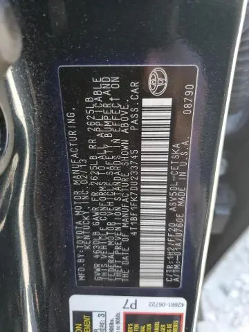 2013 TOYOTA CAMRY L  