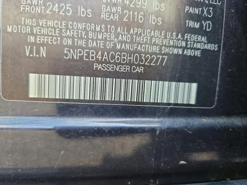 2011 HYUNDAI SONATA GLS  