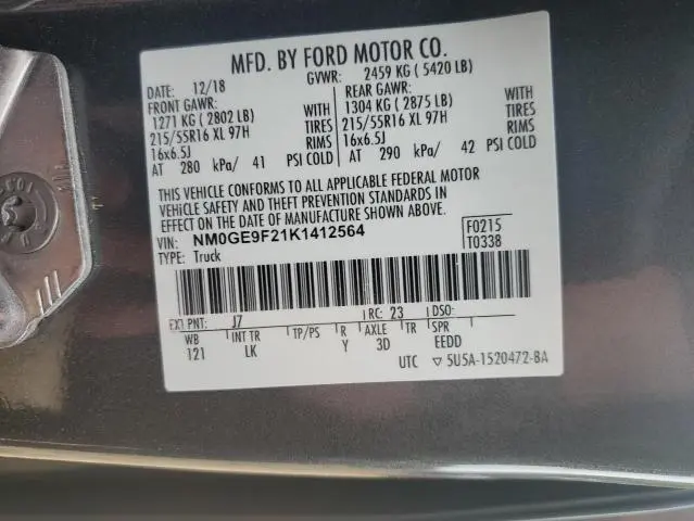 2019 FORD TRANSIT CONNECT XLT