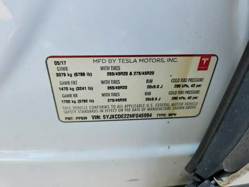 2017 TESLA MODEL X   