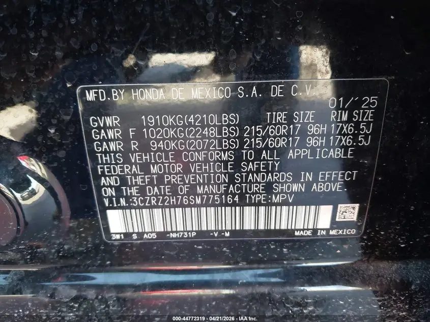 2025 HONDA HR-V AWD EX-L