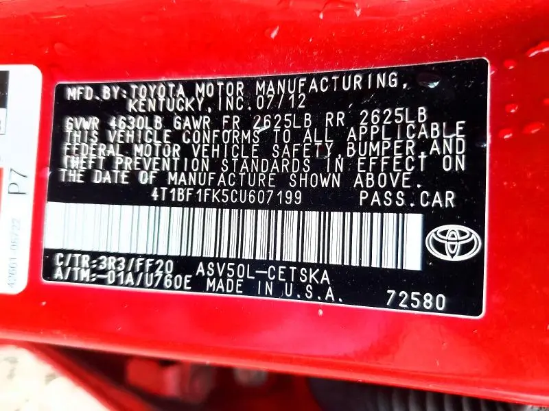 2012 TOYOTA CAMRY SE  