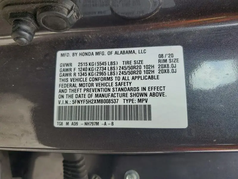 2021 HONDA PILOT SE  