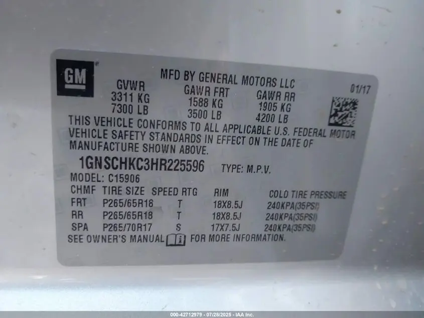 2017 CHEVROLET SUBURBAN LT