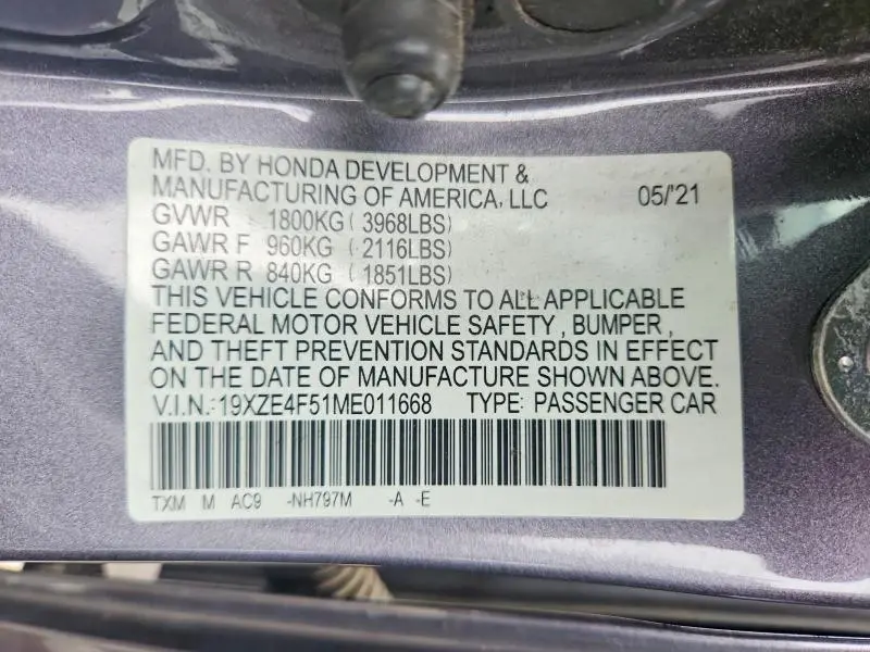 2021 HONDA INSIGHT EX  