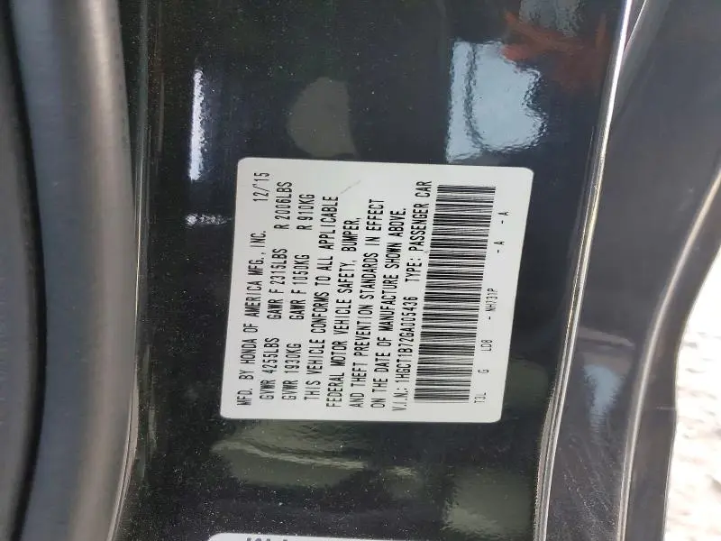 2016 HONDA ACCORD EX  