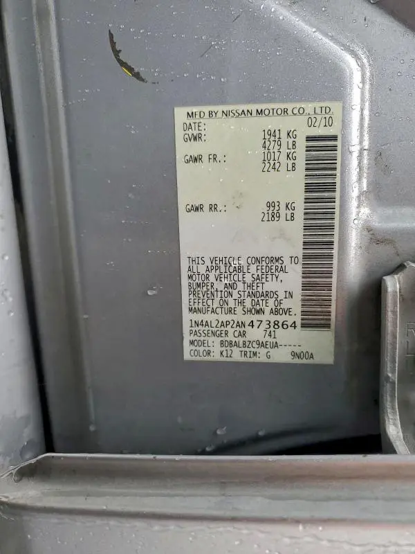 2010 NISSAN ALTIMA BASE  