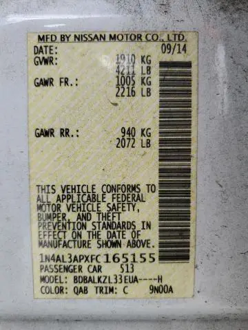 2015 NISSAN ALTIMA 2.5