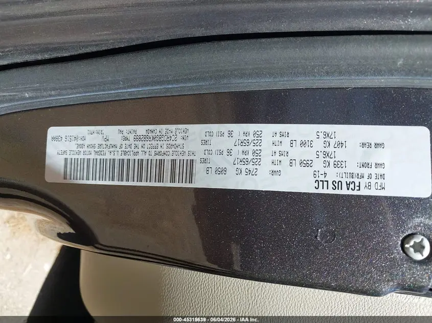 2019 DODGE GRAND CARAVAN SE
